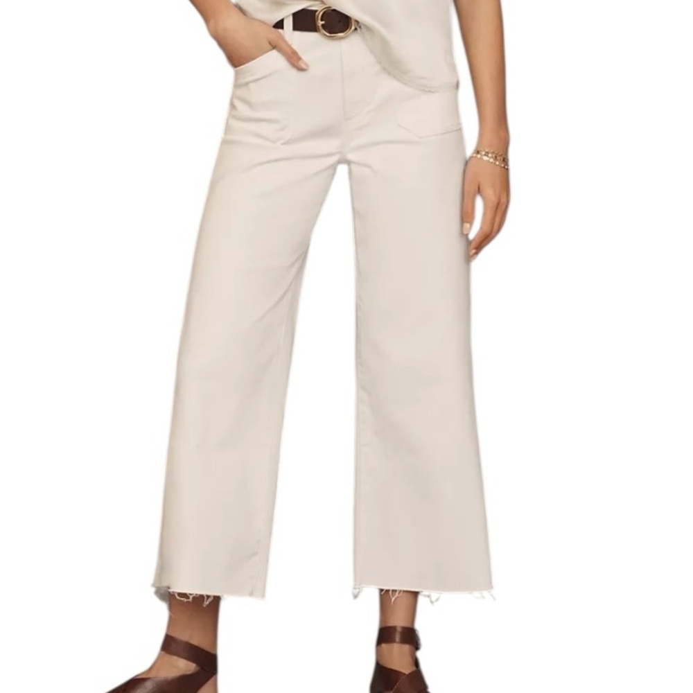 PAIGE Cream Flare & Wide Leg Jeans
